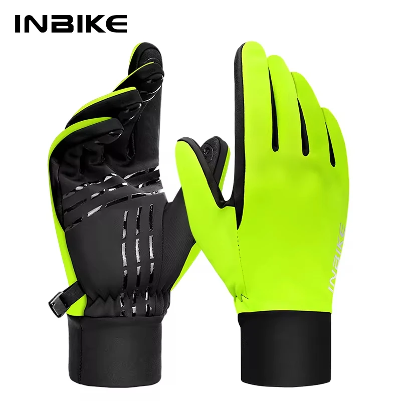 INBIKE-guantes de ciclismo de invierno para hombre y mujer, guantes cálidos de lana para andar en bicicleta, accesorios impermeables para pantalla