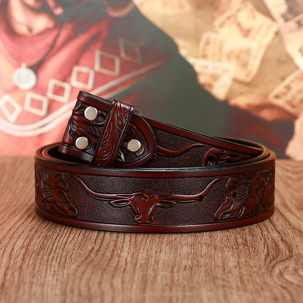 Corium Western denim print replacement leather pattern belt men & women same style For Gift