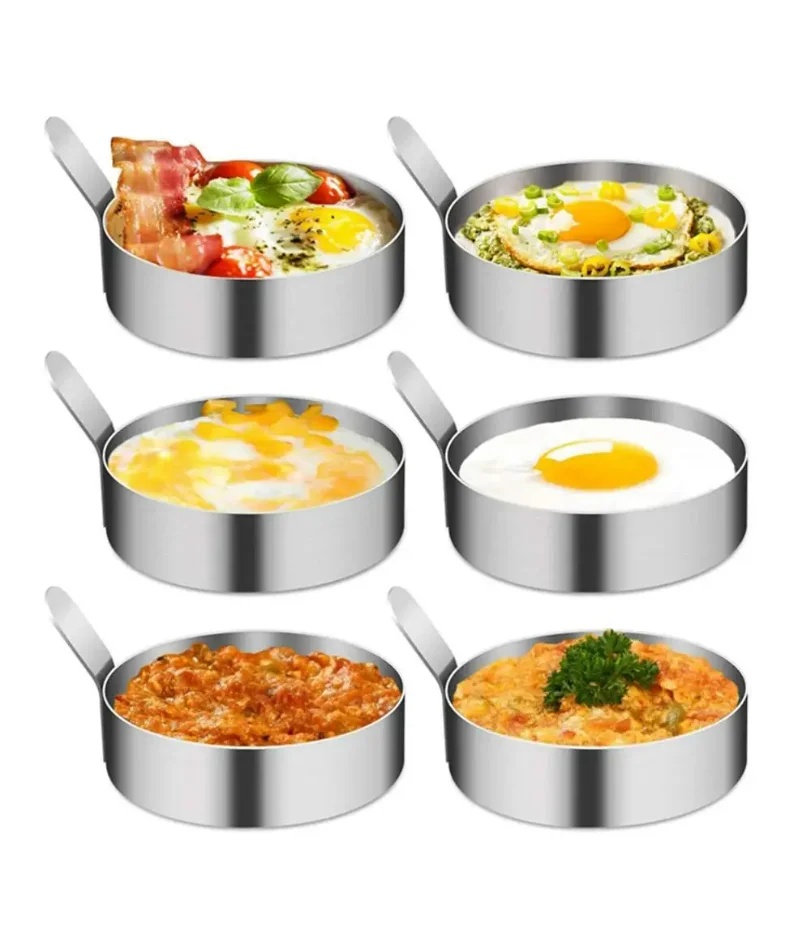 

2Pcs Thickened 304 Stainless Steel Round Fried Eggs Mold with Handle Pancake Forming Mould Omelet Rings Kitchen Cooking Tools