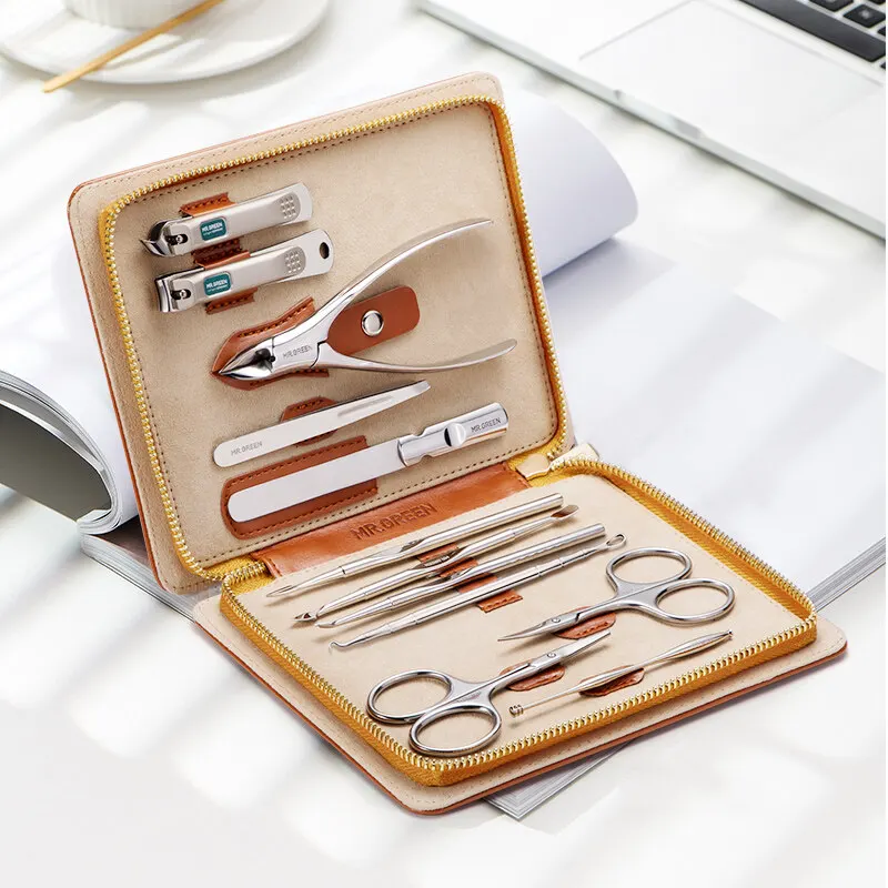 

12 In 1 Full Function Kit Professional Stainless Steel Pedicure Sets With Leather Portable Case Idea Gift