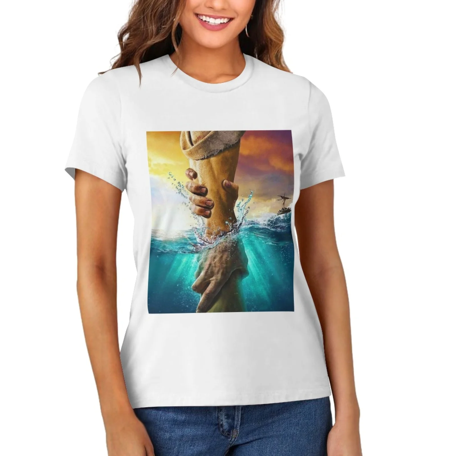 Christianity Print Cross and Psalm Text Holy Bible God Men WomenT Shirts Creative Tees Round Neck T-Shirt 100% Cotton Tops view 6