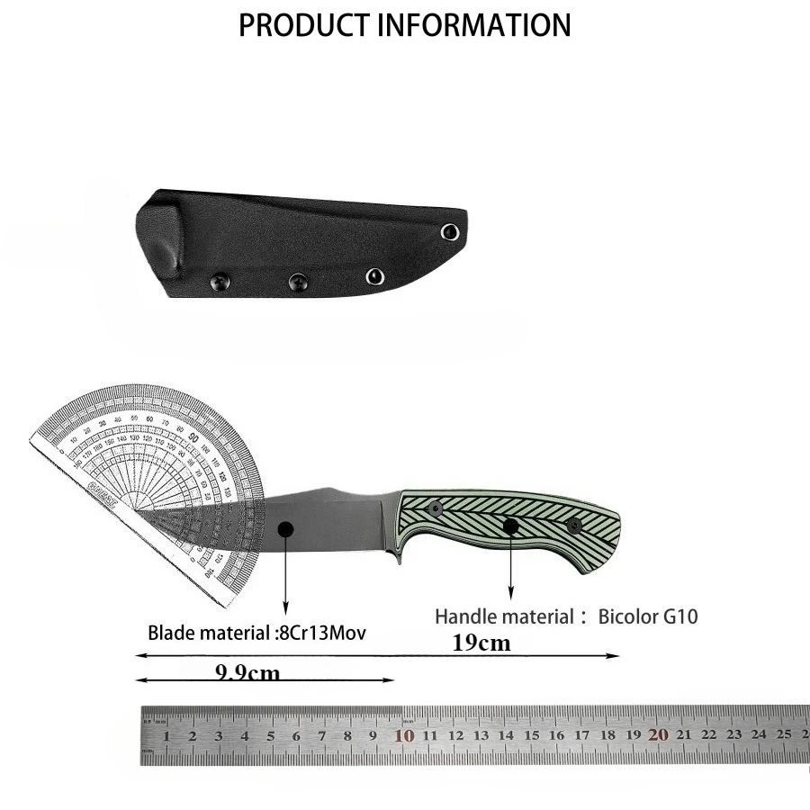 الأخضر المهنية سكين هنتر 8Cr13Mov شفرة ثنائي اللون G10 مقبض عالية صلابة بقاء المحمولة الدفاع عن النفس سكينة تكتيكية