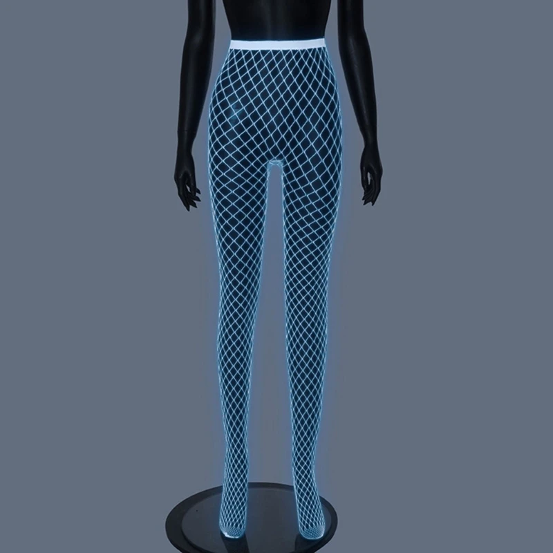 

High Waist Fishnets Tights Thigh High Stockings Glow in the Dark Fishnets Stockings Night Lights Tights Pantyhose Womens