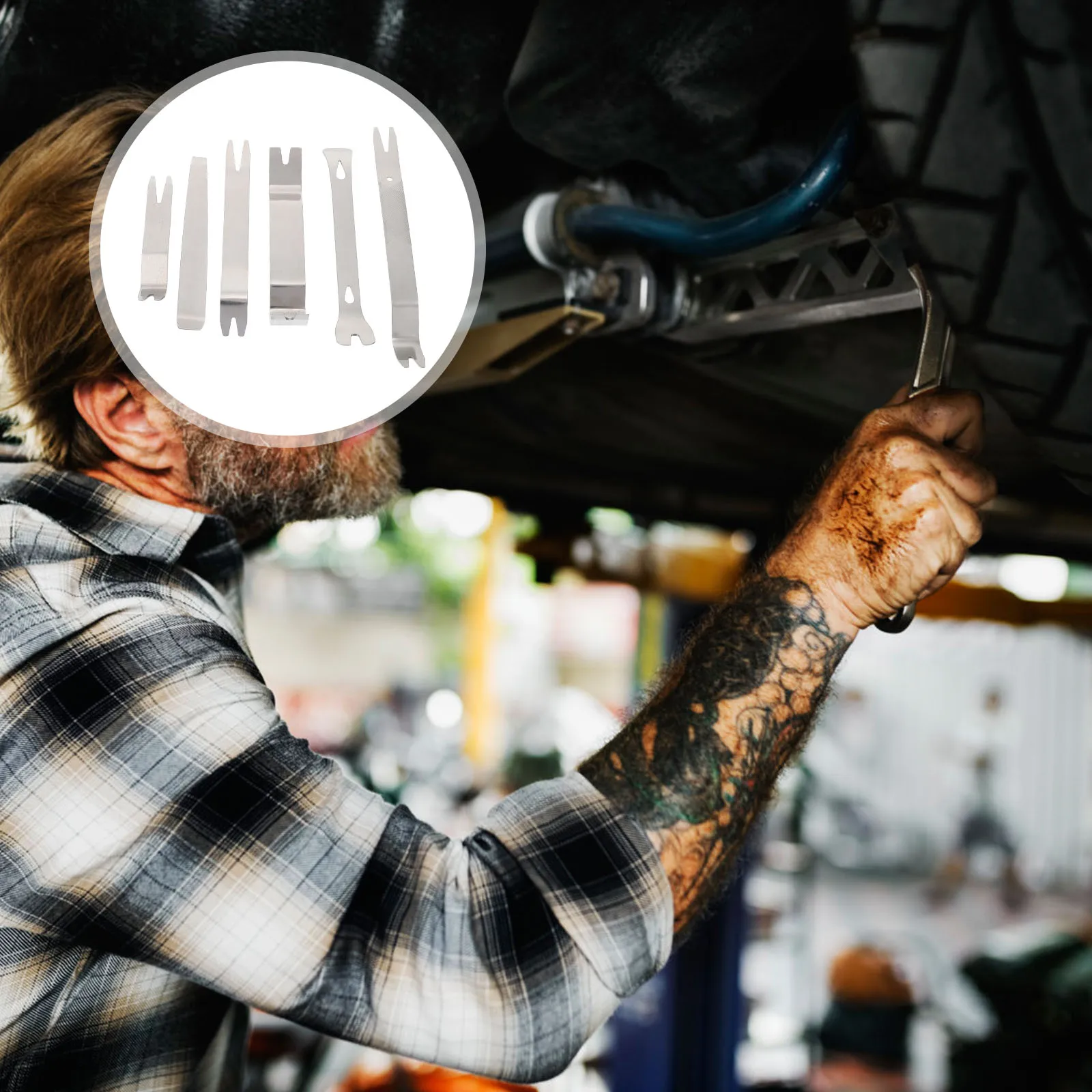 

6pcs Stainless Steel Crow Plate Car Disassembling Tool Pry Bar Wrecking Powerful Effort Saving Safe Reliable Panel Removal