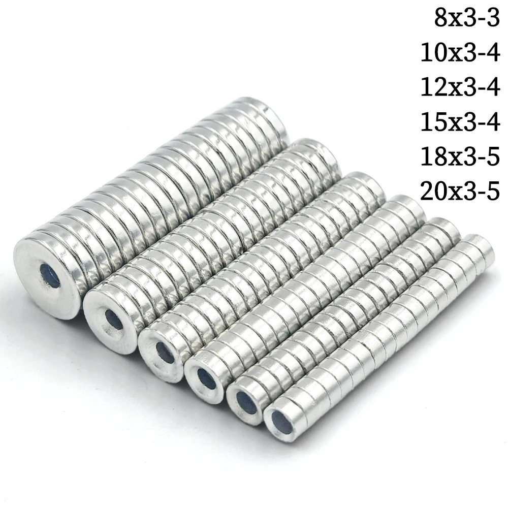 8/10/12/15/18/20x3 Strong Magnet Countersunk Round NdFeB Neodymium Magnet Powerful Rare Earth Permanent Fridge Magnets with hole