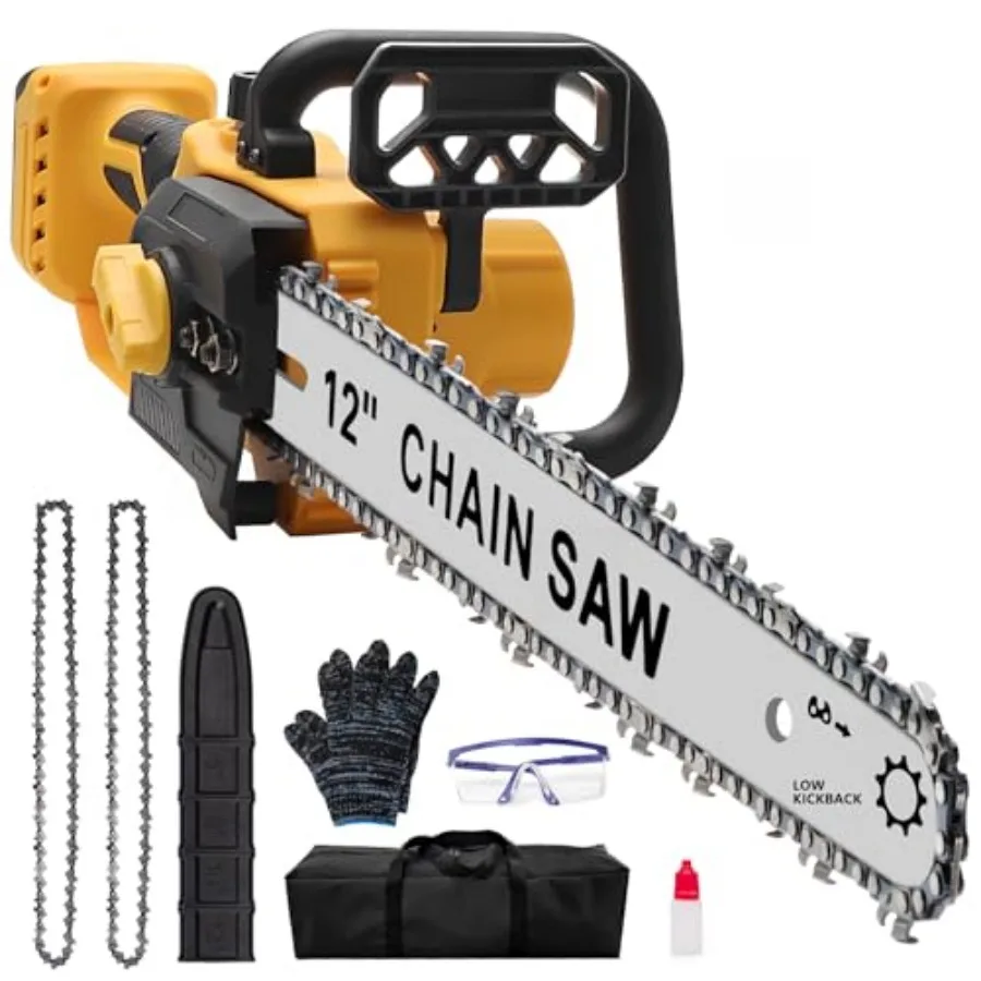 

12 Inch Cordless Chainsaw Compatible With Dewalt 20V Batteries Battery NOT Included , Cordless Chain saw with 2 Pcs Replacement