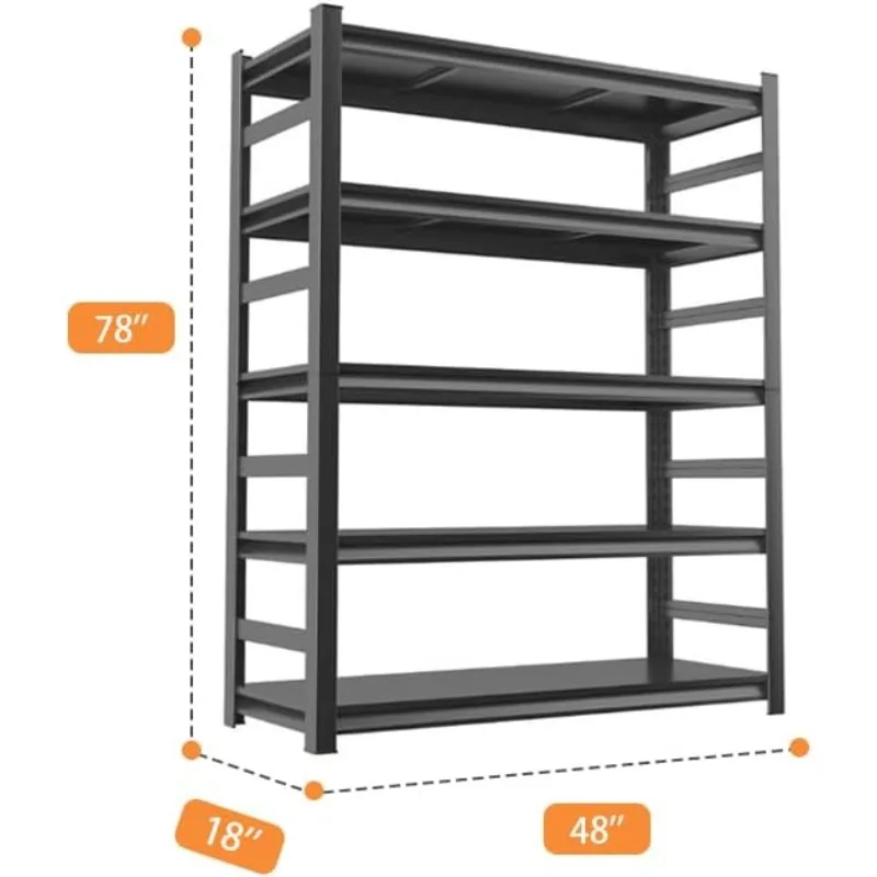 5-Tier Metal Garage Shelving Unit, Heavy Duty Steel Storage Rack with High Load Capacity, Ideal for Garage78