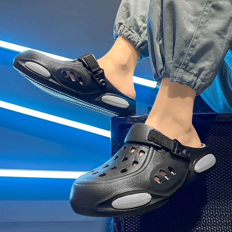 

Новинка 2025, стильные легкие нескользящие повседневные сандалии, мужские уличные пляжные тапочки из ЭВА, мужские шлепанцы большого размера, мужская обувь для ванной комнаты