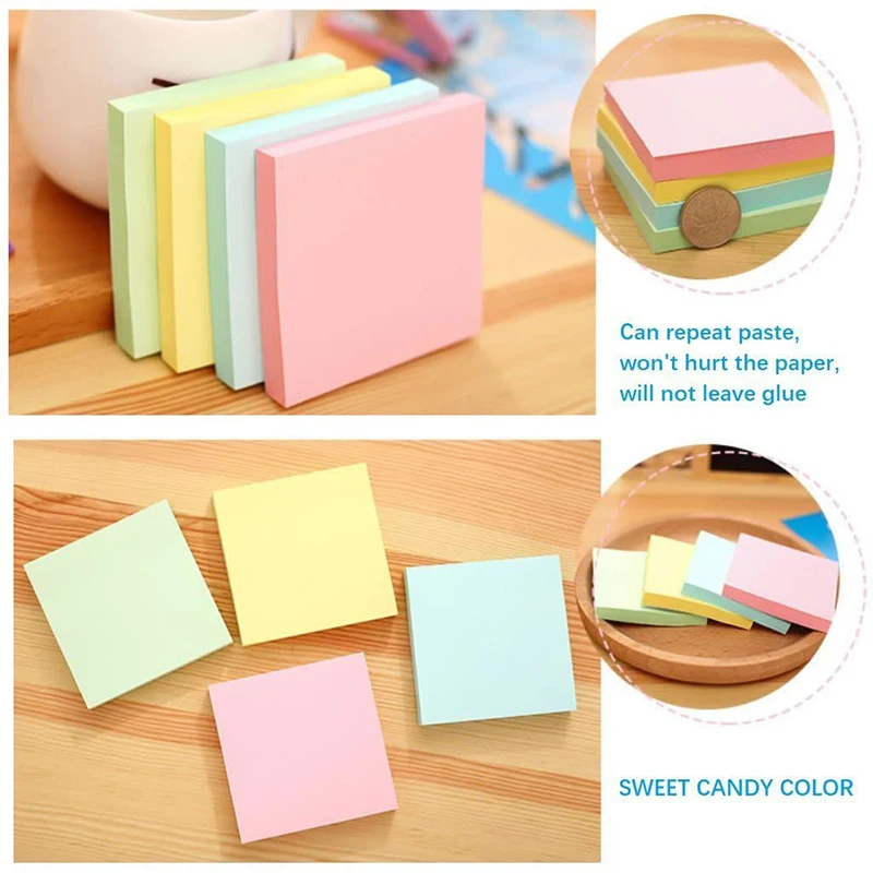 100 sheet Sticky Note Pad 76x76mm Colorful Memo Pad Notebooks Scrapbooking Sticky Office Planner Sticker Paper School Supplies