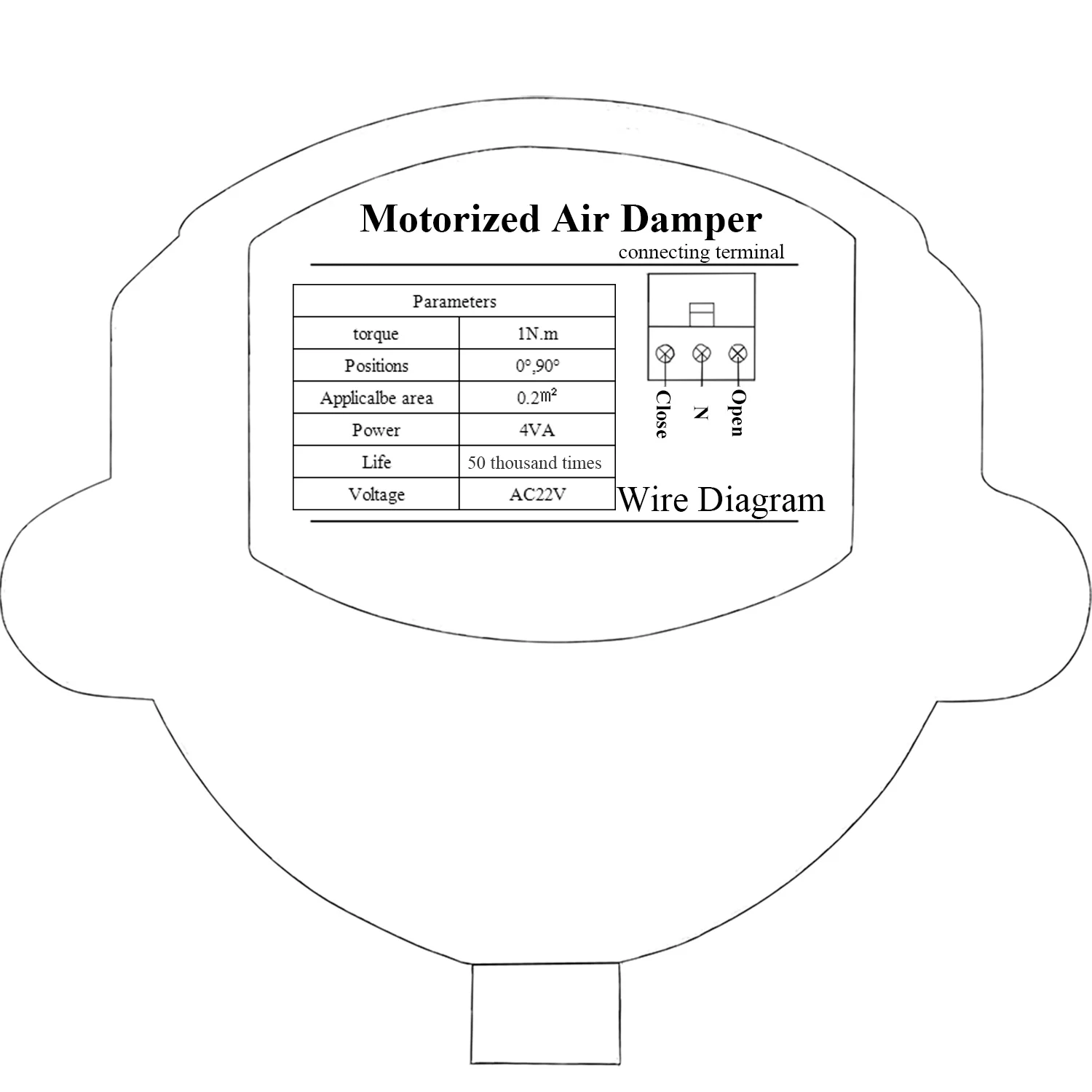 220v electric Motorized air Damper 1pc air Duct Vent air Damper HVAC vmc volume control Valve Diameter 80 - 400 mm