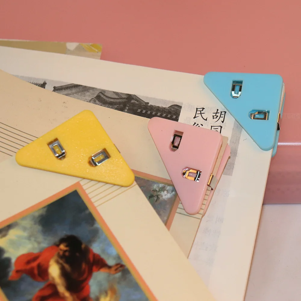 50Pcs Mini Color Corner Clips Photo File Solid Transparent Binder Paper Clip Office School Supply