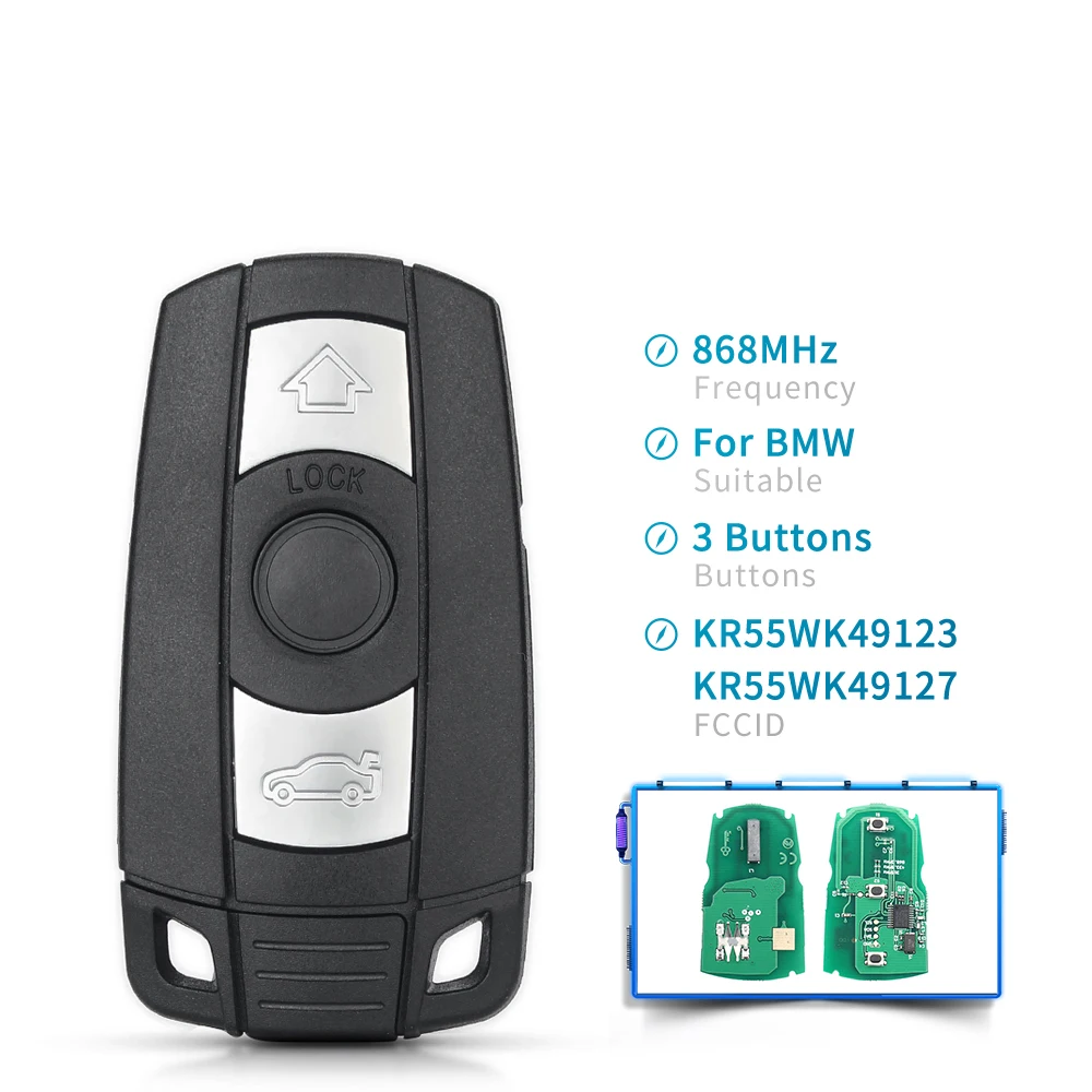 KEYYOU Autoschlüssel-Fernbedienung 315MHz 433Mhz 868MHz Chip für BMW CAS3 1/3/5/7 Serie X5 X6 E60 E61 E70 E71 E87 E90 Z4 KR55WK491