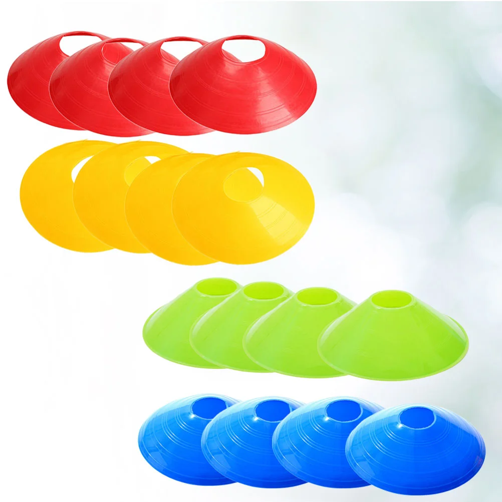 

16 Pcs Football Training Sign Dish Plate Cone Obstacle Marker Tray Football Training Tray (4 x Red + 4 x Blue + 4 x Green + 4 x