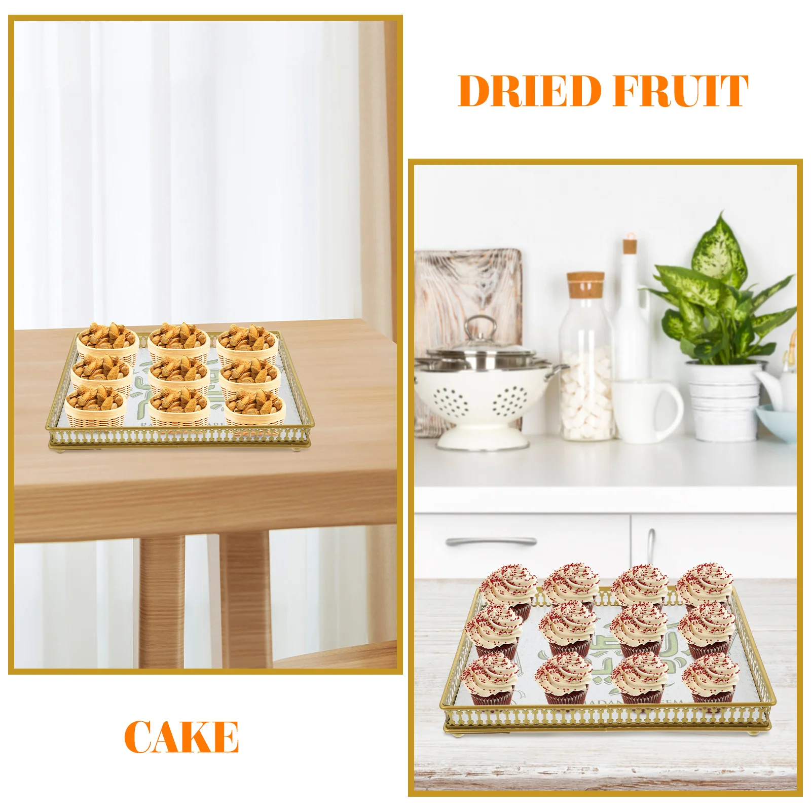

Cake Candy Plate Tray for Party Food Serving Dessert Dried Fruit Storage Letter Iron Platter Ramadan Kitchen Barware Set