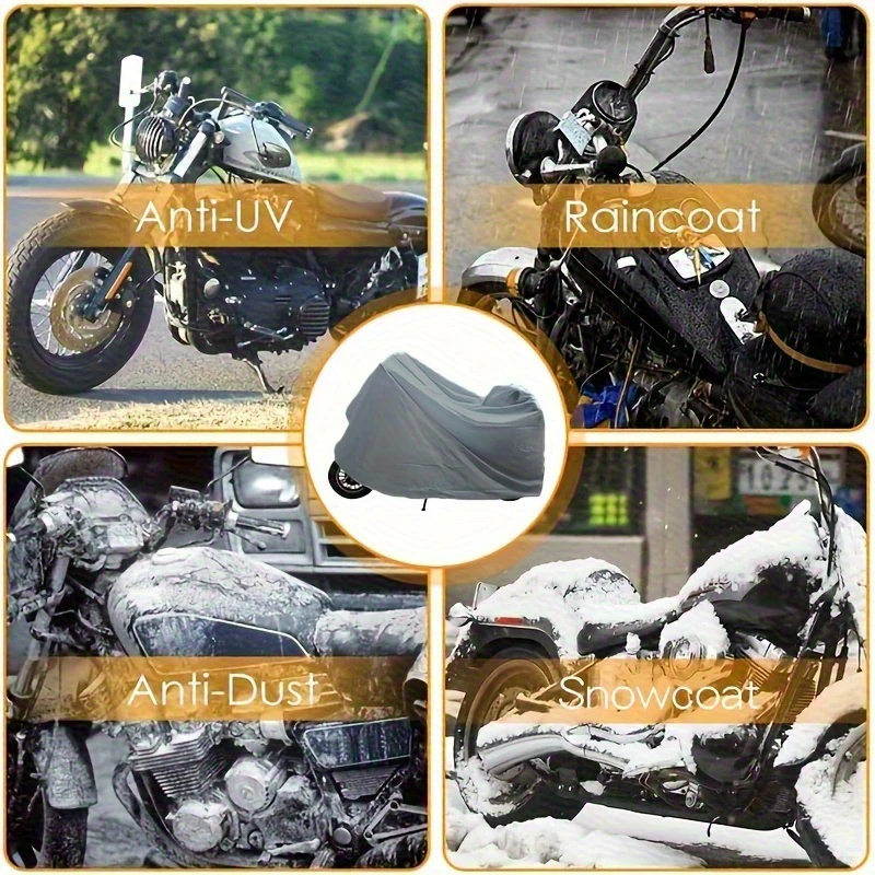 Rainproof, sunproof, dustproof, snowproof outdoor motorcycle all season cover. Universal motorcycle and bicycle outer cover view 4