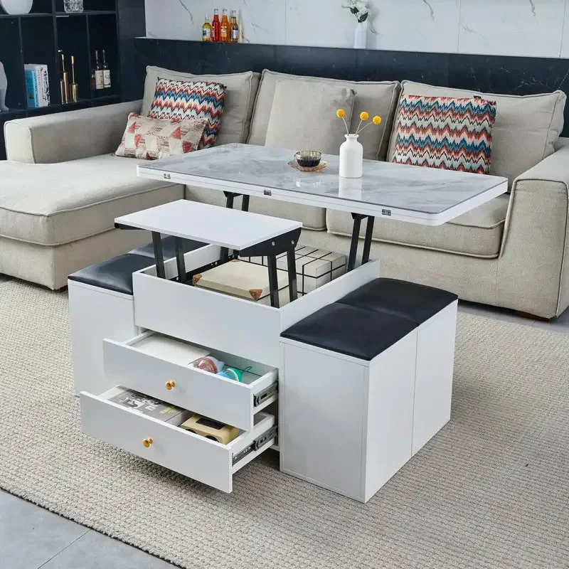 

(Sea shipping) Solid wood elevated lift tea table integrated small apartment multi-functional coffee table dual-purpose