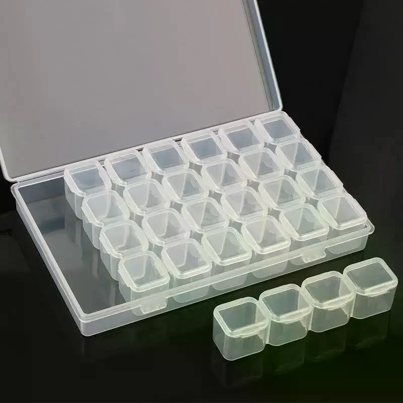 28 Compartment Adjustable Clear Plastic Storage Box For Jewelry Earrings Beads Screws Small Accessories Storage Box