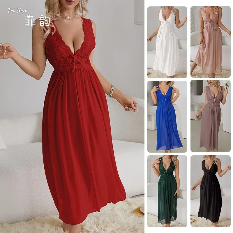 Camisolas soltas e respiráveis femininas, renda sexy fina, confortável, roupa simples, elegante, tamanho grande, macia, verão