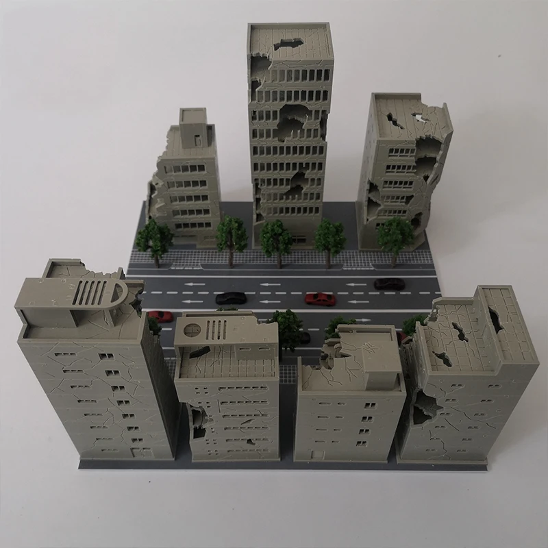 Modèle de construction Miniature de Simulation 1:300, bataille, ville endommagée, modèles de maison hifh-rise, bricolage, paysage militaire, jouets à assembler, 1 pièces