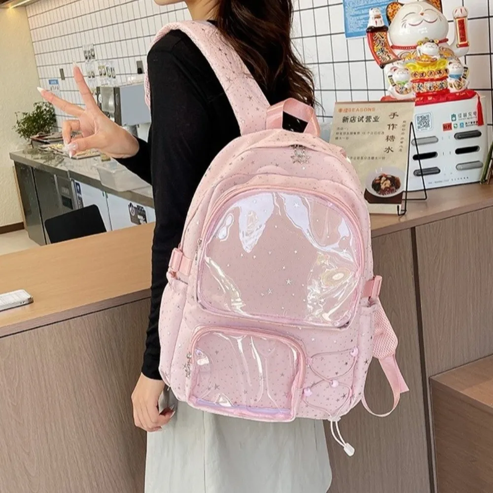 Sweet Oxford Cloth Star Backpack Print Jk Students School Bag Japanese Style College Style Transparent Itabag School
