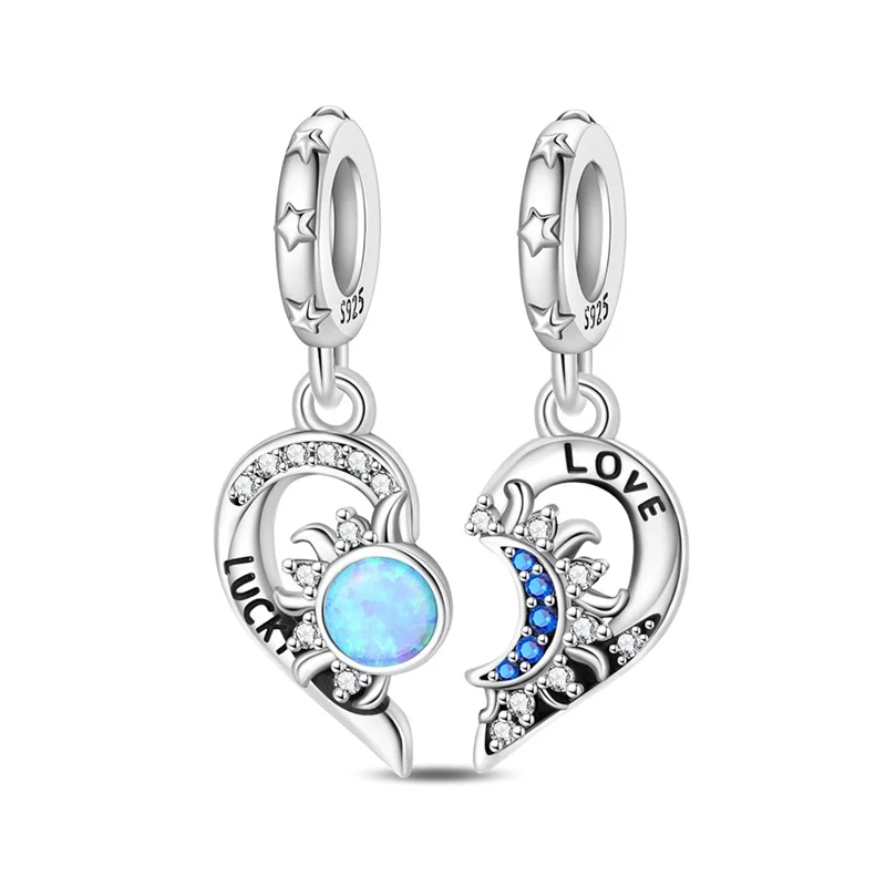 

New 925 Sterling Silver Love Star Moon Charms Pendant For Women Fit Original Bracelet DIY Birthday Party Jewelry Gifts