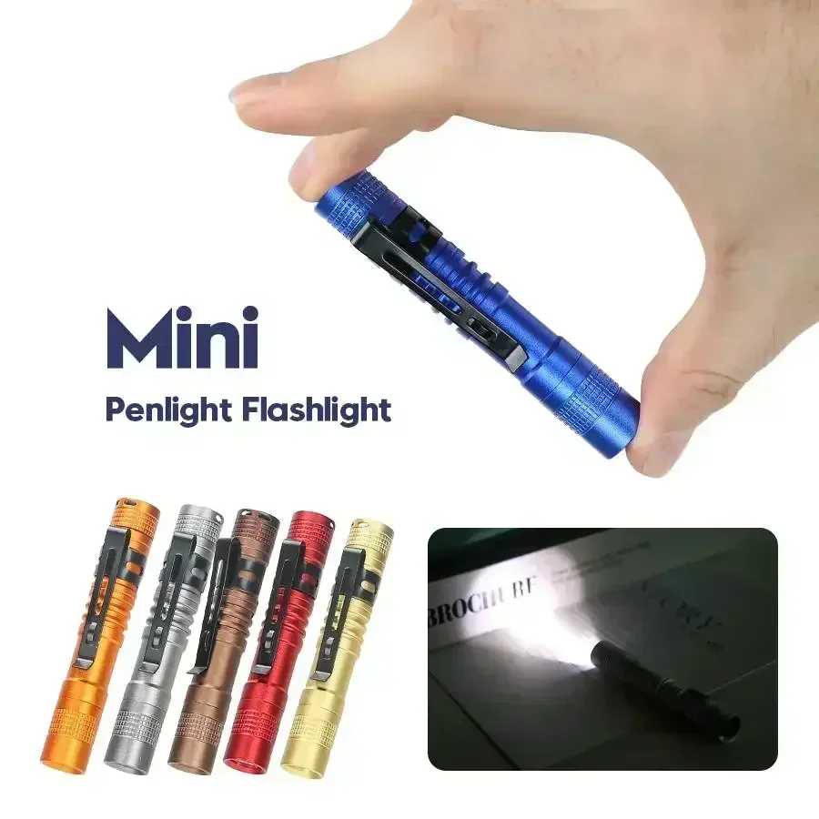 Przenośna mini latarka LED z klipsem na długopis Ręczna ultra kieszonkowa latarka z baterią AAA do awaryjnej lampy kempingowej na zewnątrz