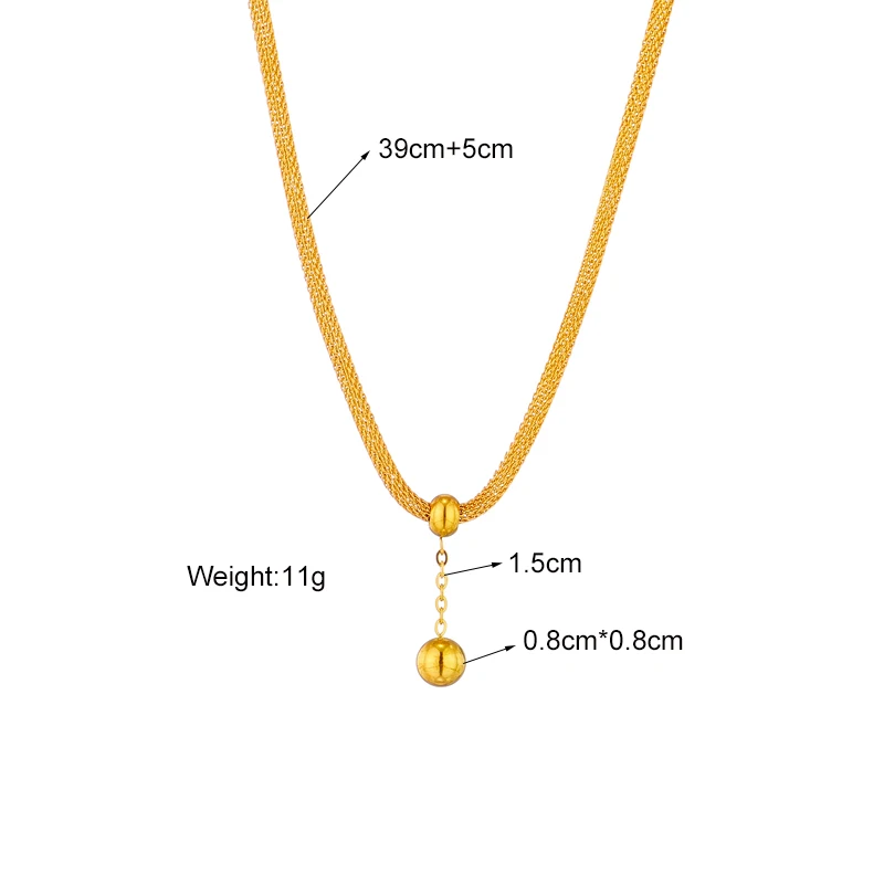 LAMENGLY 316L Stainless Steel Gold Color Round Bead Ball Pendant Necklaces for Women New Trend Coarse Chain Choker Jewelry Gifts