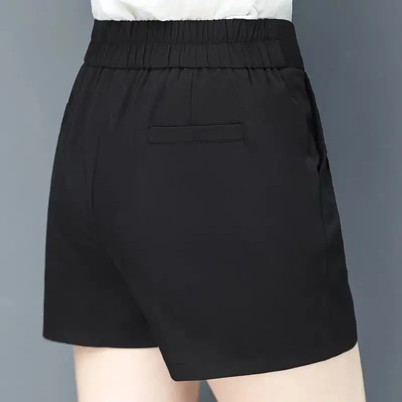 Street Casual Thin Shorts Summer New High Waist Black All-match Plus Size Loose Wide Leg Pants Vintage Fashion Women Clothing