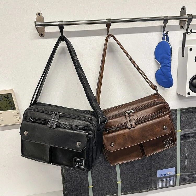 

Vintage University Campus Shoulder Bag PU Leather Messenger Bag Casual Korean Bag Messenger Bag Small Backpack