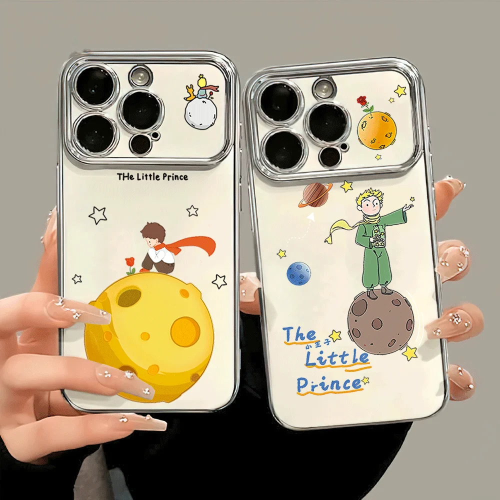 Cartoon The L-Little Prince Electric Ferry Large Window Phone Case For iPhone 12 11 13 14 15 16 Max Pro Plus Shell