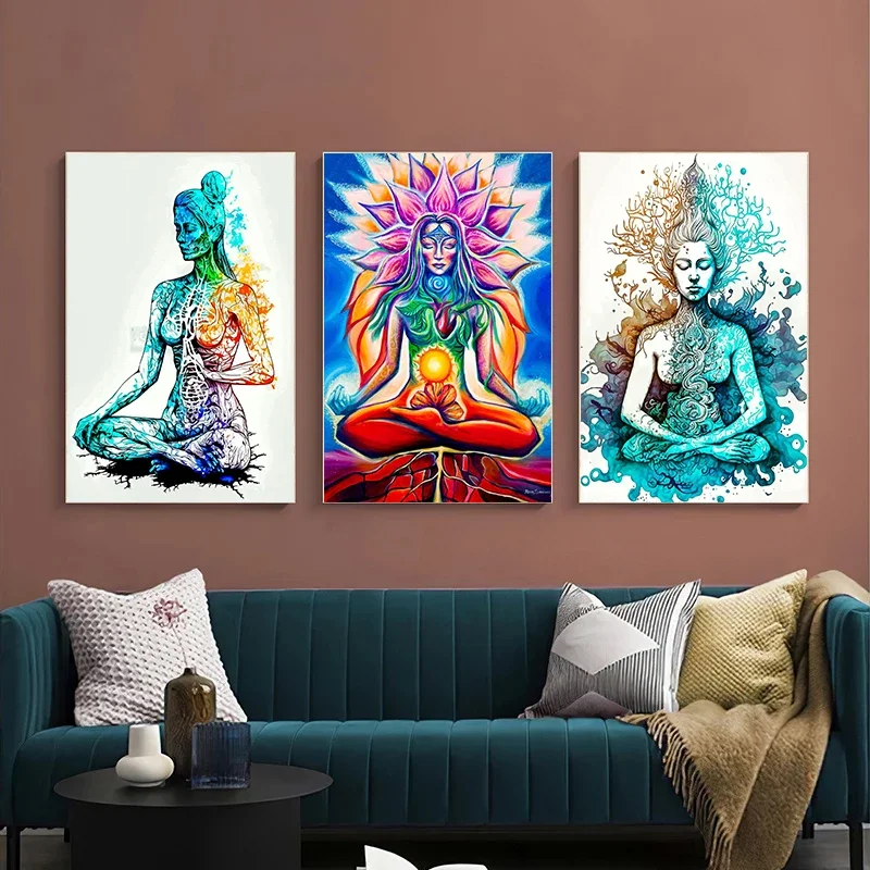 Mayan Gods Tree of Life,Goddess of Abundance Wall Art Canvas Painting Shamanic Goddess Art Poster and Print Home Decor Unframed