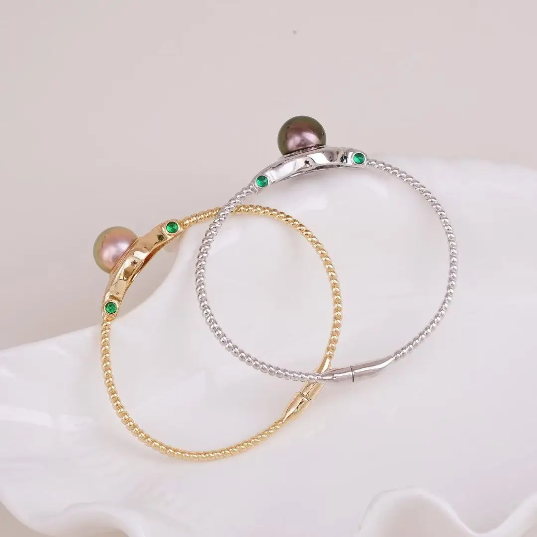 S925 Sterling Silver Bracelet Mountings ADJUSTABLE Bangle Findings Jewelry Parts Fittings Accessories for 11-12mm Pearls