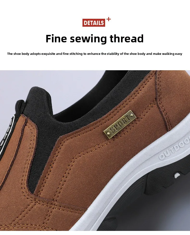 Wasserdichte Slip-On-Wanderschuhe für ältere Herren, rutschfest, stoßdämpfend, mit Profilsohle, für den täglichen Gebrauch im Freien, Freizeitschuhe, Wanderschuhe – Detail 8