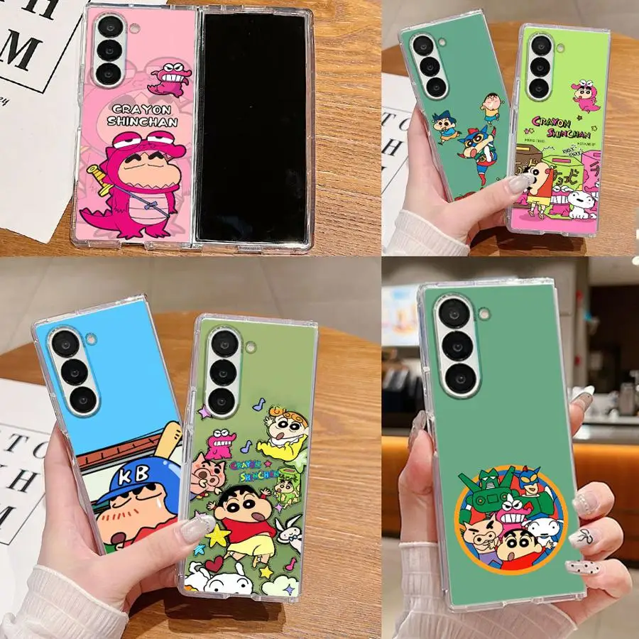 Cartoon Crayon Shin-chan Transparent Soft Phone Cover Case for Samsung Galaxy Z Fold 8 Ultra ZFold6 ZFold5 ZFold7 Z Fold 7 6 5 4