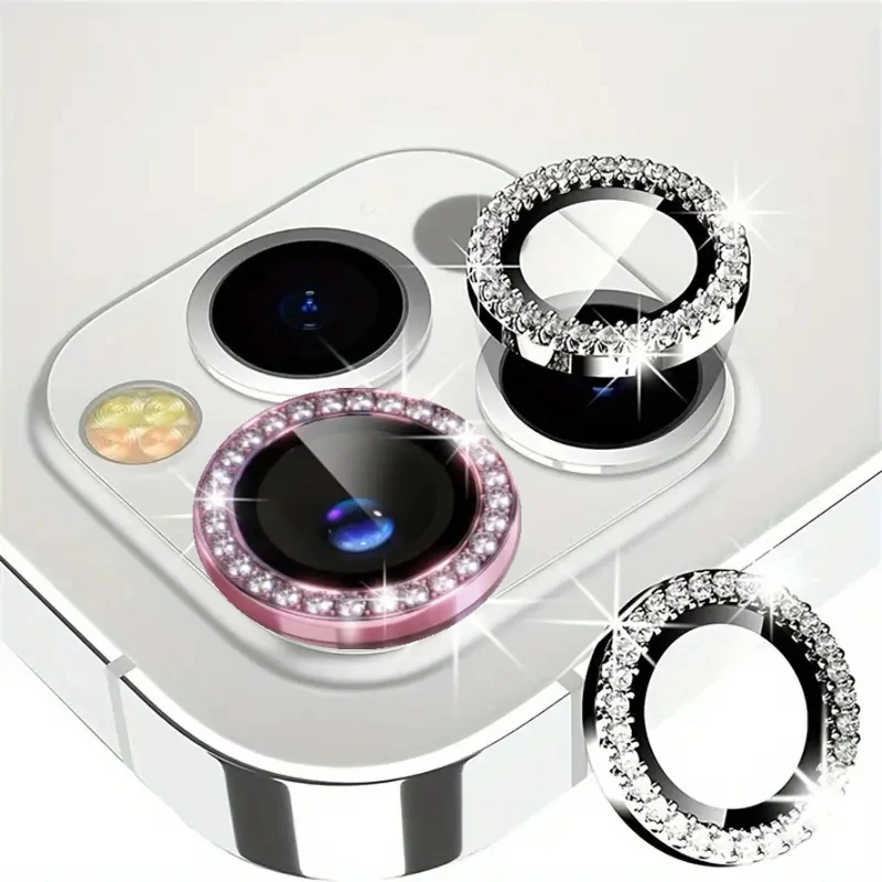 1Set Camera Lens Protector For iPhone 11 12 13 14 15 16 17 Pro Max Mini Air 16E 14 15 16 plus Diamond Metal Protective Glass