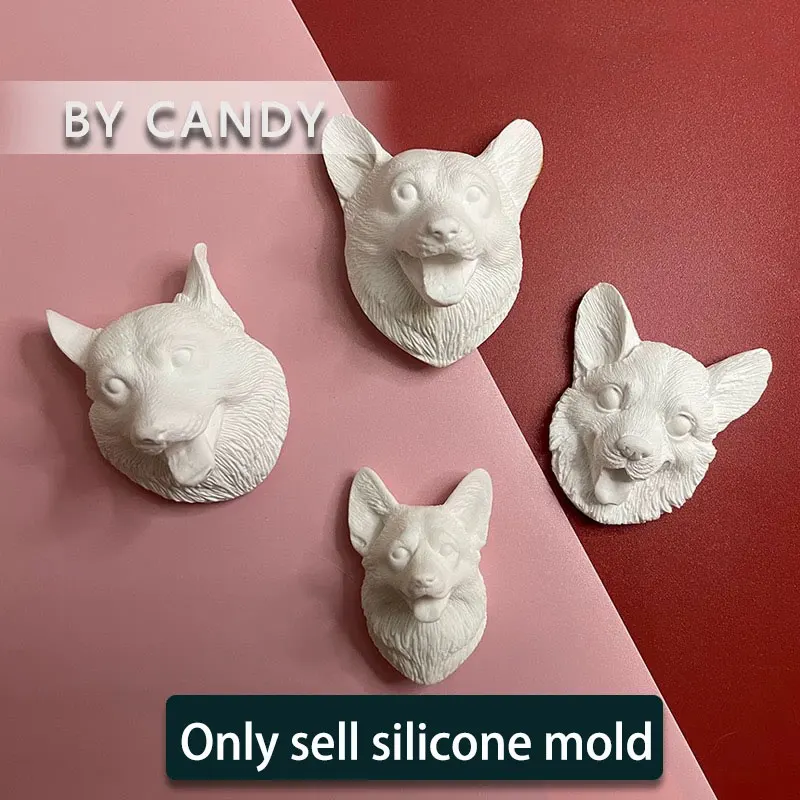Corgi Dog Head Silicone Mold King Charles Chihuahua Bedlington Terrier Animal Head Plaster Fondant Candle Clay Silicone Molds