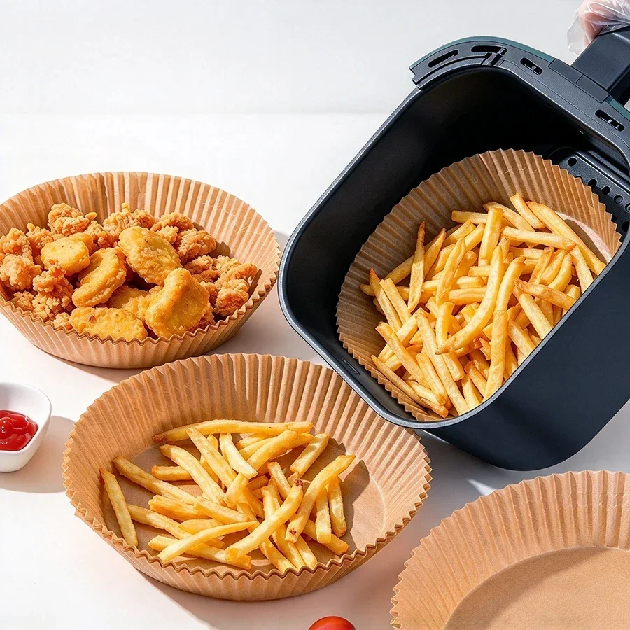 25/50Pcs Disposable Air Fryer Paper Liners 6.5-inch round Oil-Proof Baking Parchment for Oven And Microwave Safe