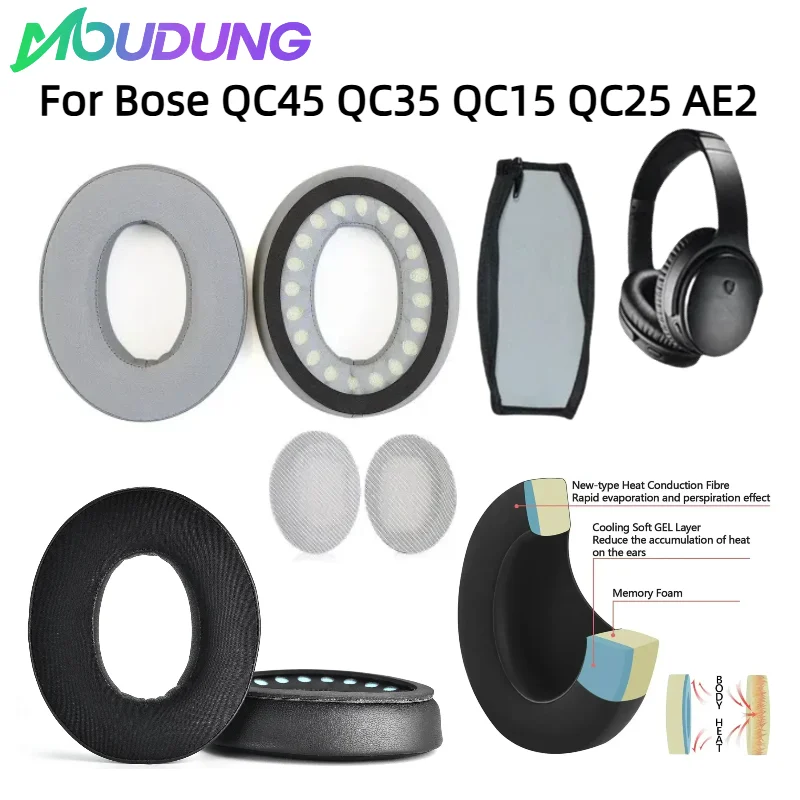 

1Pair Replacement Ear Pads Cushions Earpads Earmuffs Repair Parts For Bose QC45 QC35 QC15 QC25 AE2 On-Ear Bluetooth Headphones