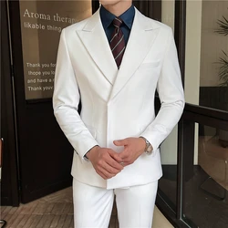 2024 New Trend Simple Temperament British Style (suit + Trousers) Fashion Handsome Light Luxury Slim Solid Color Two-piece Set