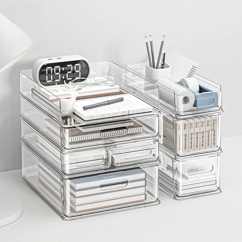 transparent-desktop-organizer-box-drawer-style-office-book-stationery-storage-box-plastic-family-living-room-storage-tool