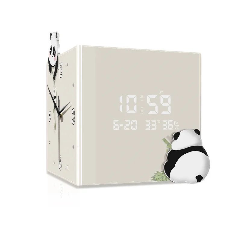 

Living room double-sided, wal Internet celebrity panda, electronic screen corner clock digital display