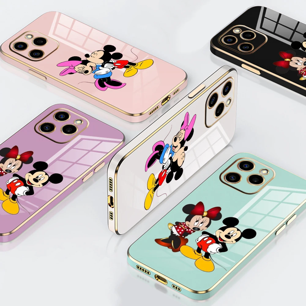 Luxury Plating TPU Soft Phone Case for Infinix Note 12G 96 30 40 GT 10 20 Pro Smart 6 7 8 Cover SS31 Disney Mickey Mouse Minnie