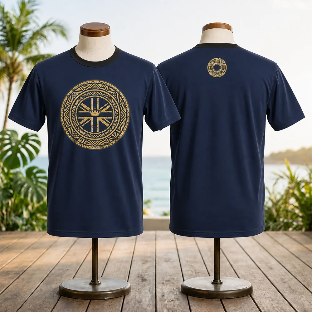 Retro Geometric Crown Parent-Child T-Shirts British Summer Bank Holiday Short Sleeve Breathable Tees for Beach Holiday Outfits