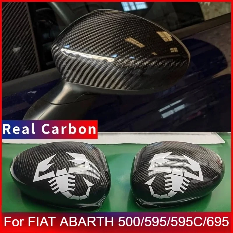 

For FIAT ABARTH 500/595/595C/695｜Real Hard Dry Carbon Fiber｜Rearview Mirror｜Housing view Covers Cap｜07-23｜modification Body kit