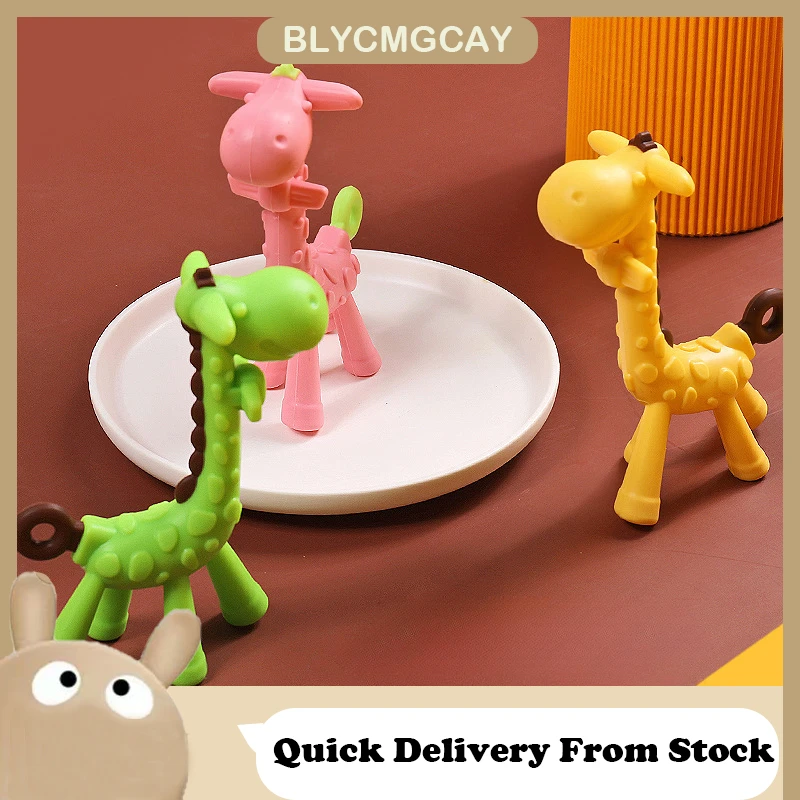 Baby Giraffe Tooth Gel Deer Neonatal Silicone Food Teether Grinding Stick Toy Baby Accessories