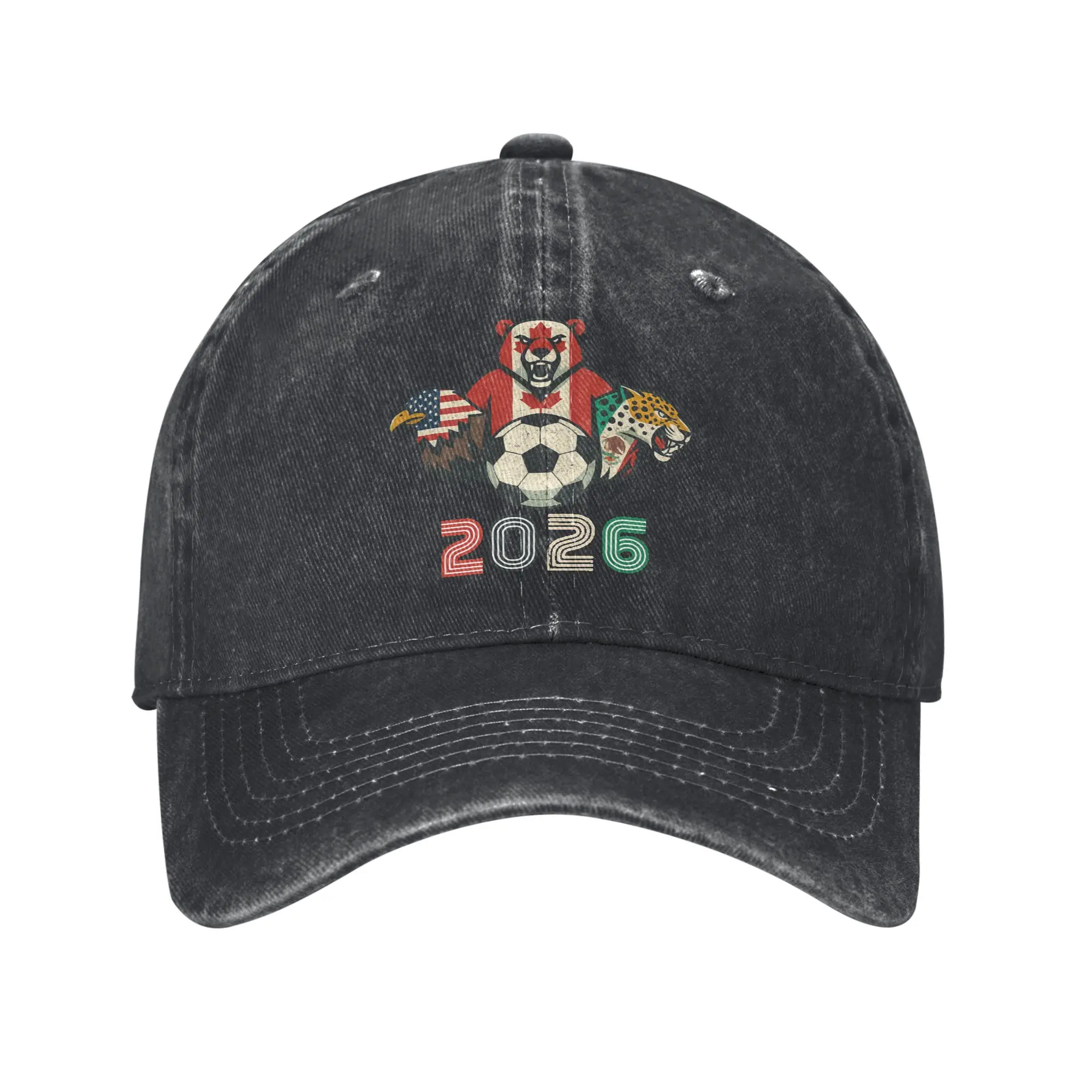 Usa Canada Mexico Soccer 2026 Baseball Caps Retro Distressed Washed Football Match Snapback Hat Unisex Adjustable Fit Hats Cap