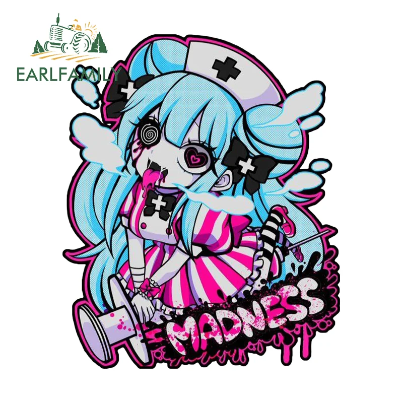 

EARLFAMILY Kawaii Succubus Creative Graffiti Design Car Stickers Funny Skateboard Suitcase Decal Fashionable Sunscreen Decor