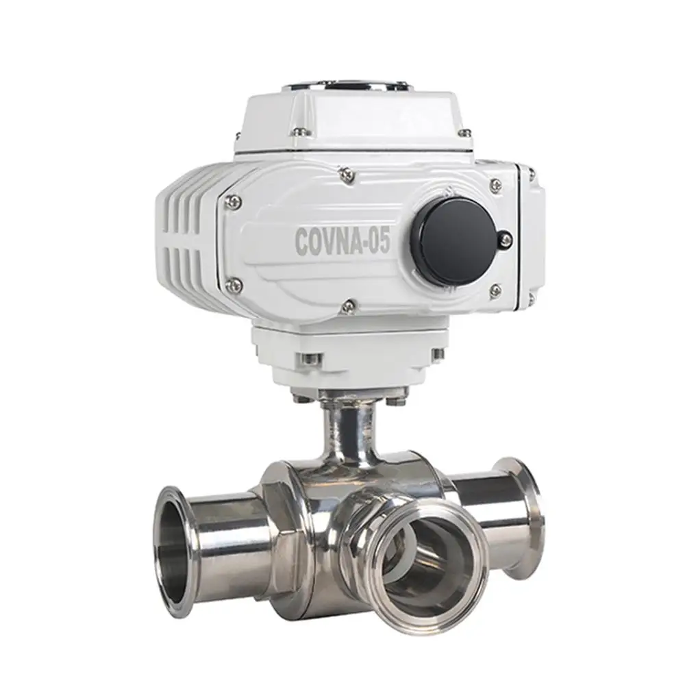 DN15 1/2 inch Sanitary Stainless Steel 3 Way L Port Motorized Ball Valve