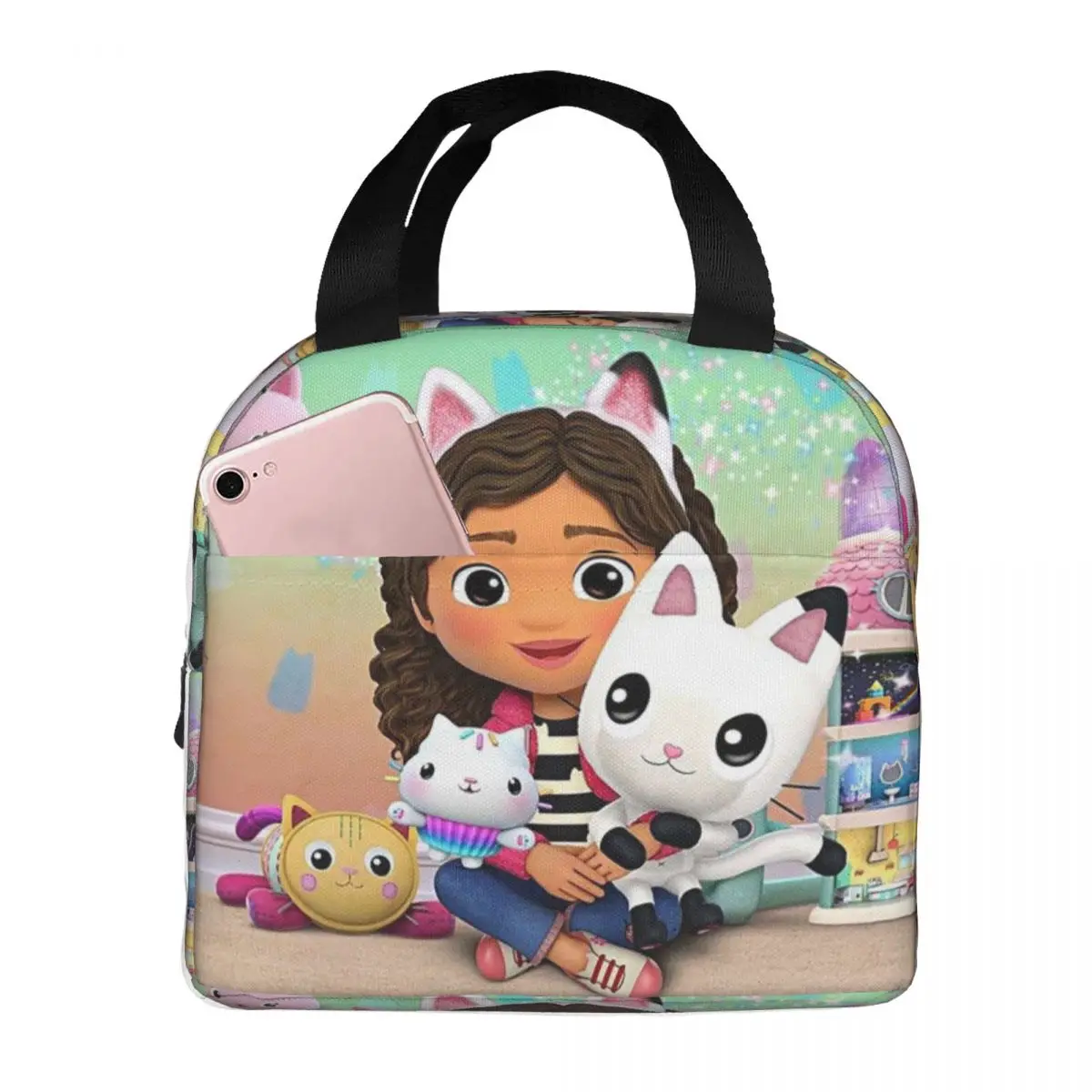 

Gabbys Dollhouse Insulated Lunch Bag for Kids School Cooler Thermal Food Box Tote Portable Lunch Boxes Container