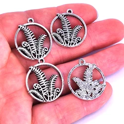 5pcs ancient silver color cute ferns mountain forest charms for women DIY